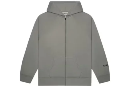 Fear Of God Essentials 3D Silicon Applique Full Zip Up Hoodie - Charcoal